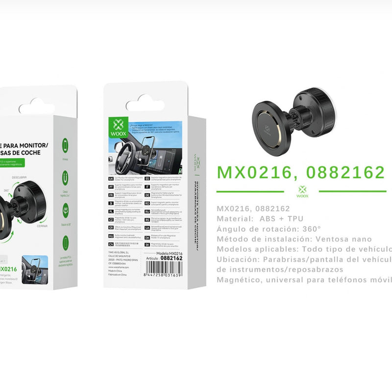 Universal Magnetic Mobile Holder for Car Screen and Windshield, Swivel 360 Black - MX0216 NE