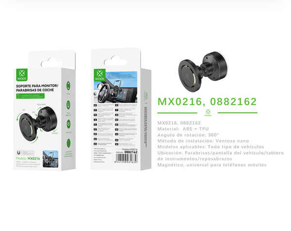 Universal Magnetic Mobile Holder for Car Screen and Windshield, Swivel 360 Black - MX0216 NE