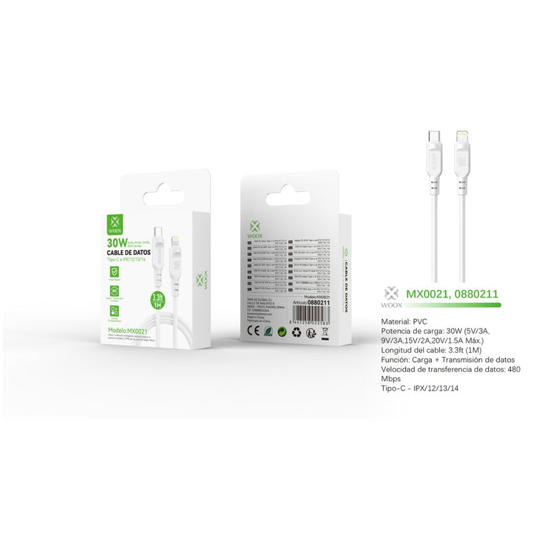 Data cable Type-C to Lightning 30W 1m - white - MX0021 BL