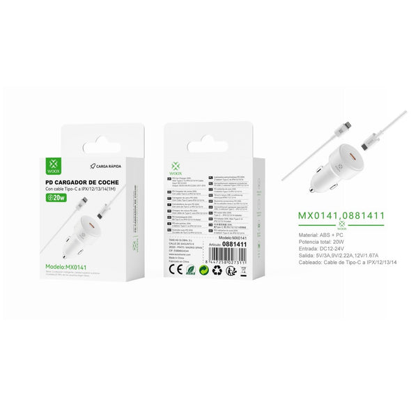 20 W individual PD trainer charger with C-Lightning cable (white) - MX0141 BL