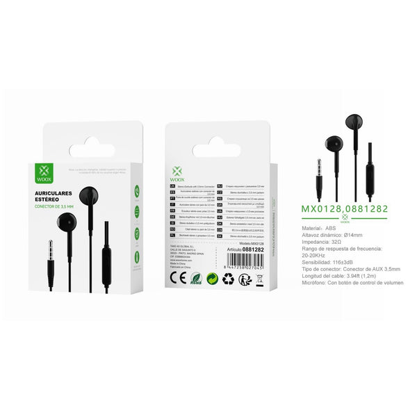 Headphones with 3.5 mm cable with microphone, 1.2 m, black color - MX0128 NE