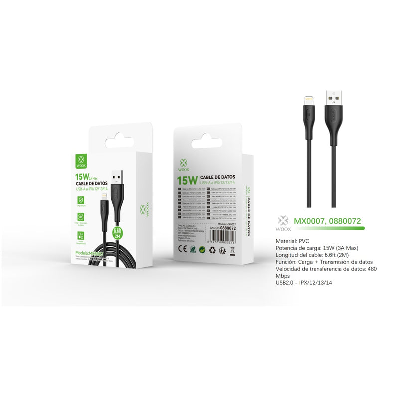 USB to Lightning Data Cable 15W 2m - Black - MX0007 NE