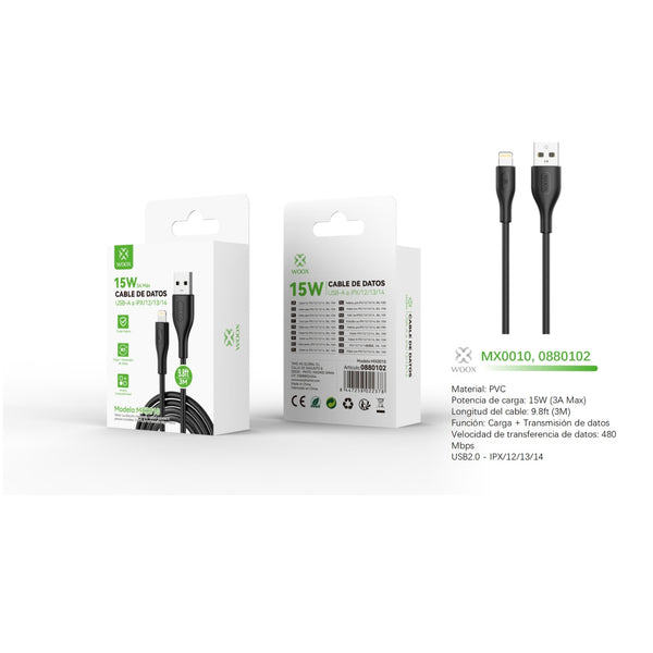 USB to Lightning data cable 15 W 3 m - black - MX0010 NE