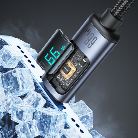Joyroom Prism Series A16 USB to Type-C Cable 66W 1.2m with LED Display - Black
