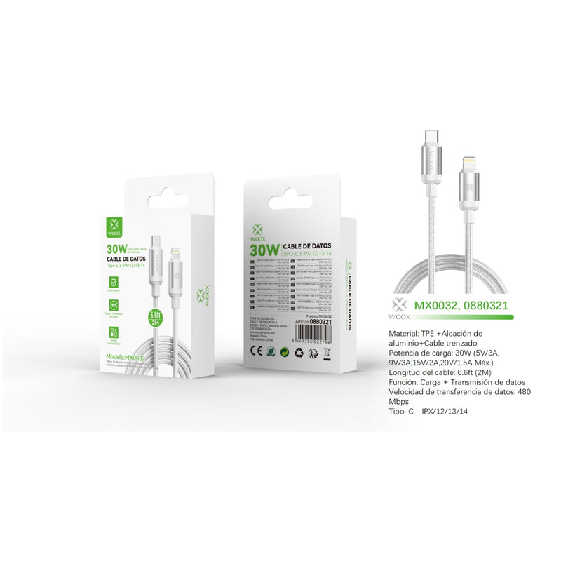 Data cable Type-C to Lightning 30W 2m - WHITE - MX0032 BL