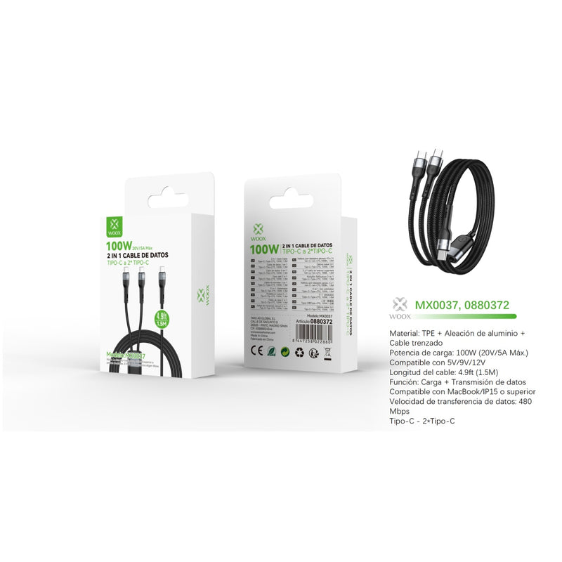 Type-C to Type-C data cable 100W 1.5 m - MX0037 NE