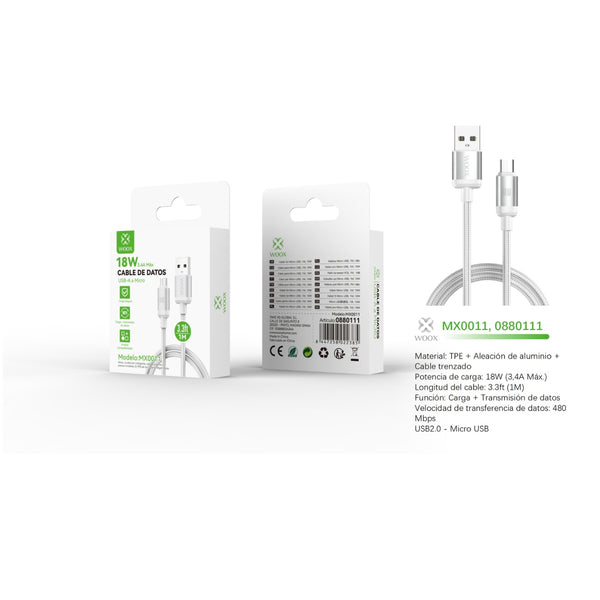 USB to Micro data cable 18W 1m - white - MX0011 BL