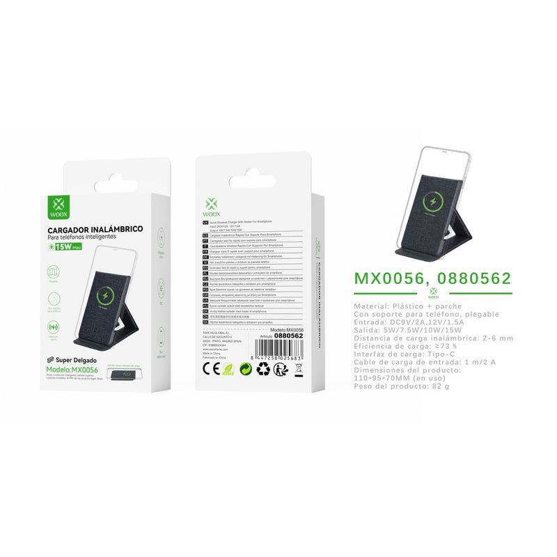 Wireless charger 15W Type-C foldable black - MX0056