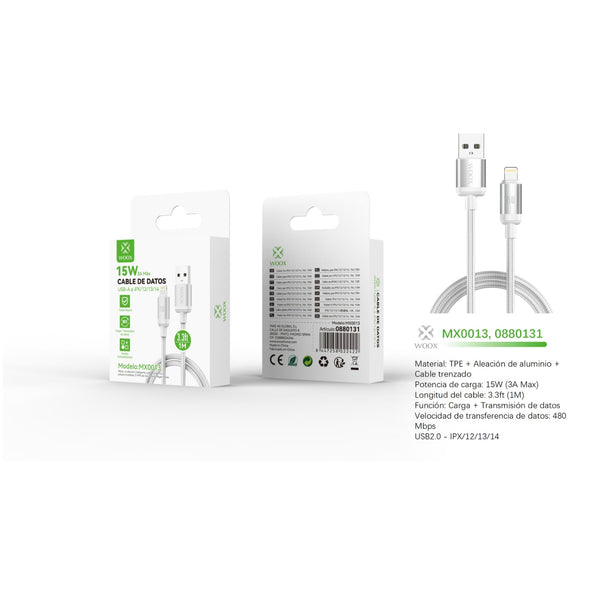 USB to Lightning data cable 15W 1m - white - MX0013 BL