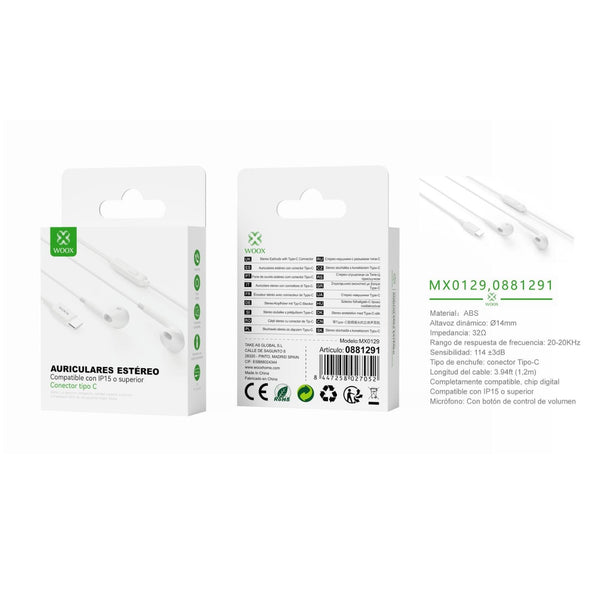 Fully mic compatible Type-C headphones - MX0129 BL