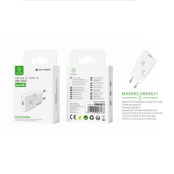 UE wall charger ¨2single PD GaN 30 W without cable - white - MX0082 BL