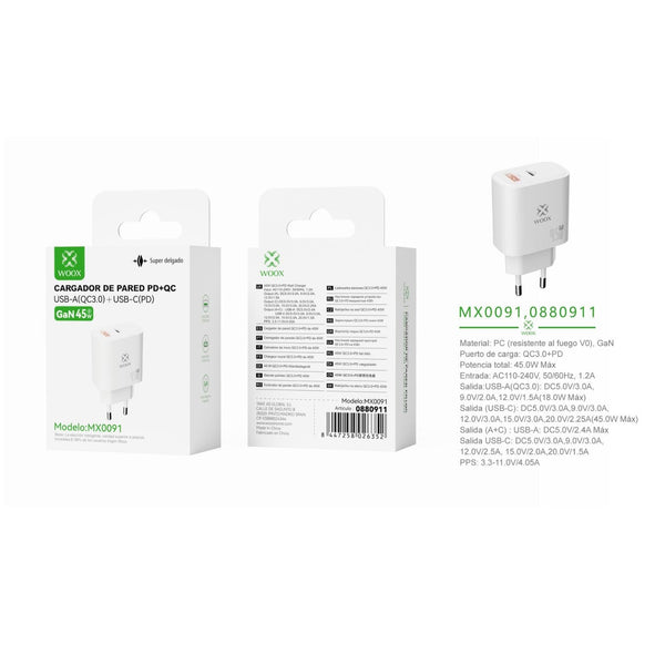 UE QC+PD GaN wall charger 45 W without white cable - MX0091 BL