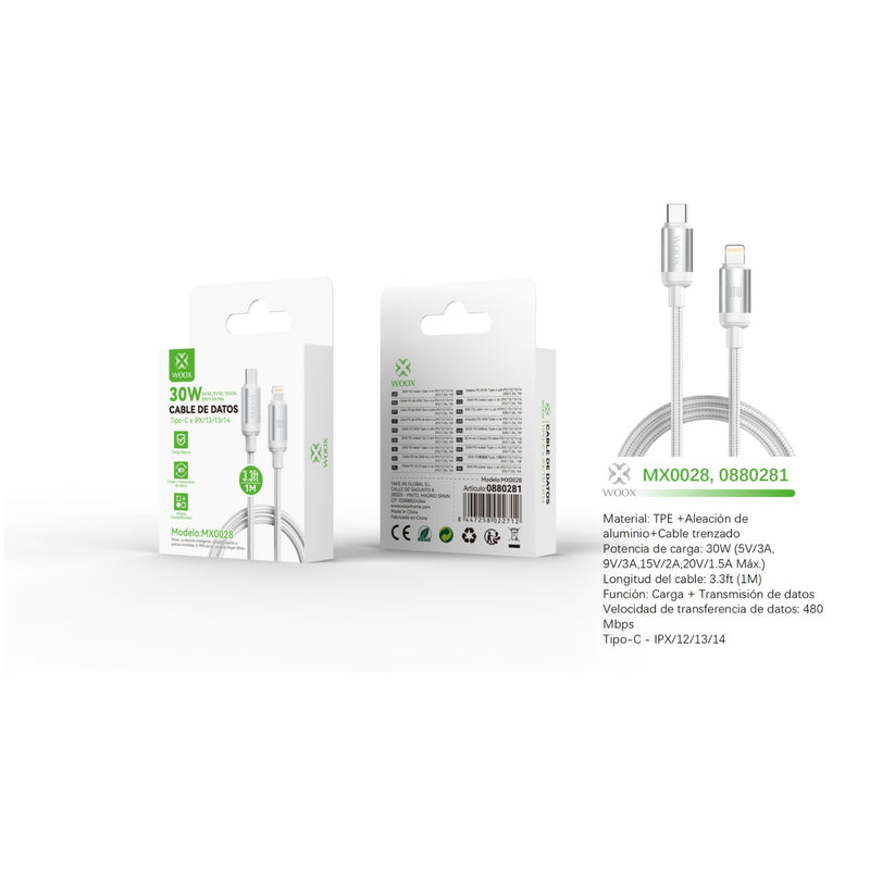 Data cable Type-C to Lightning 30W 1m - white - MX0028 BL