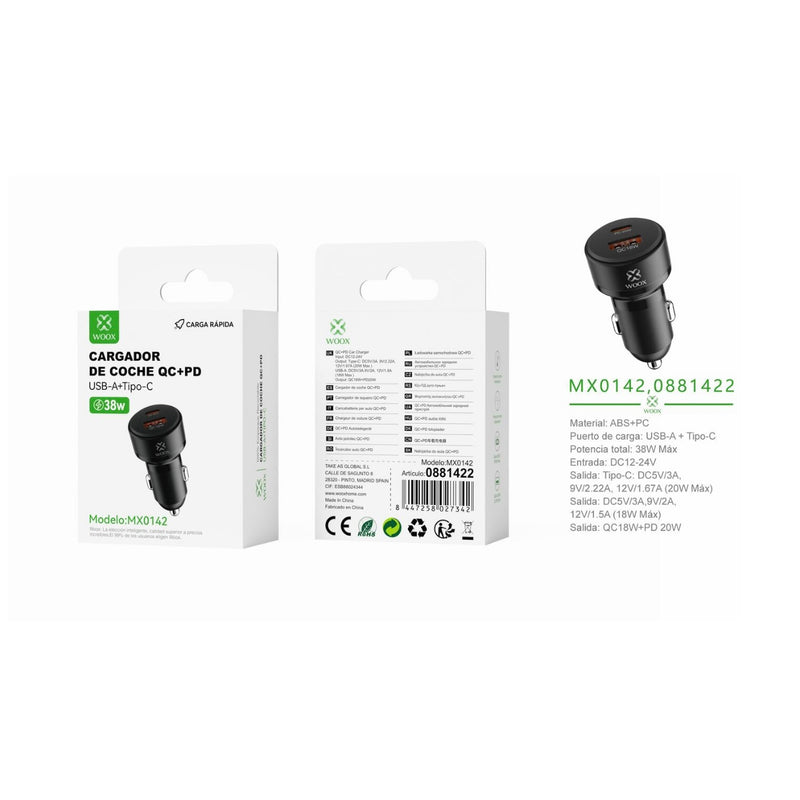 PD+QC QC18W+PD20W coach charger without cable - black - MX0142 NE