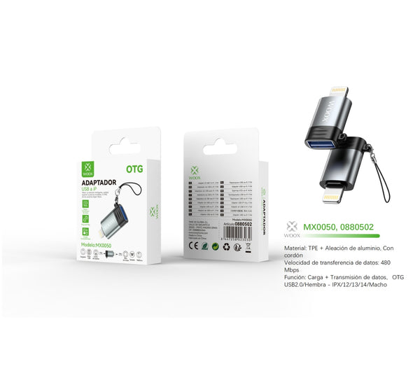 USB/F to Lightning/M OTG Adapter - Black - MX0050