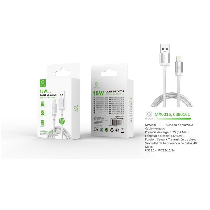 USB to Lightning data cable 15W 2m - white - MX0016 BL