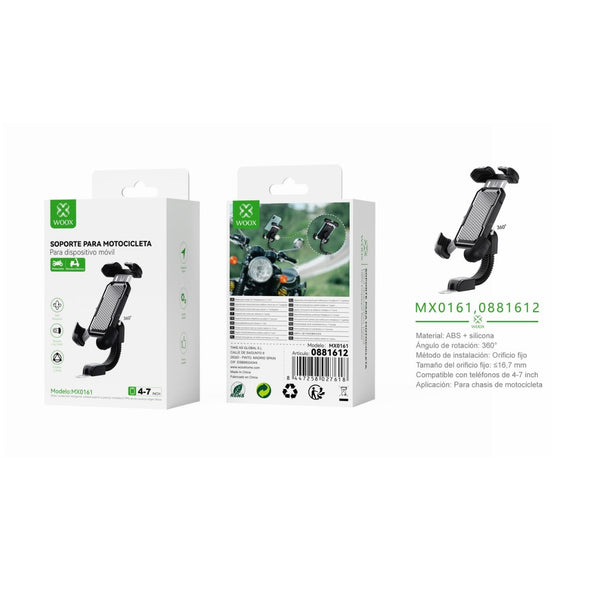 Motorcycle phone holder for 4 to 7 inch models, ABS, black - MX0161