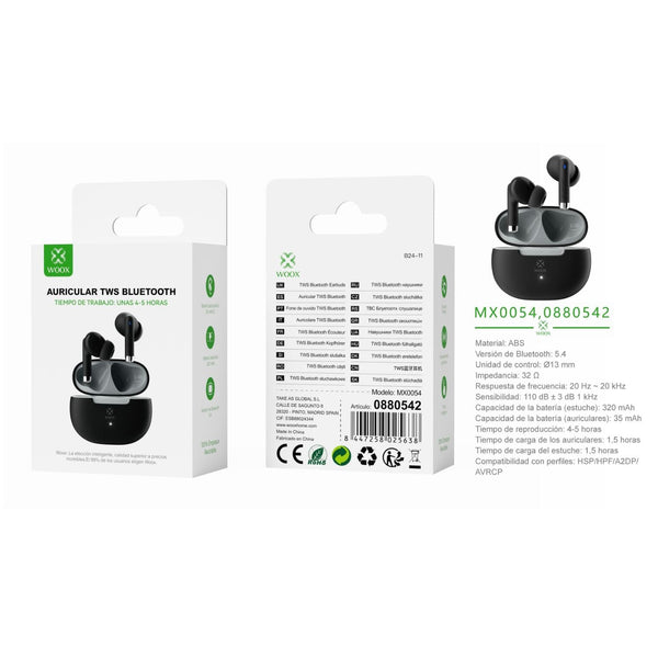 TWS V5.4 JL6983D2 Earphones 320 mAh/35mAh - Black - MX0054 NE
