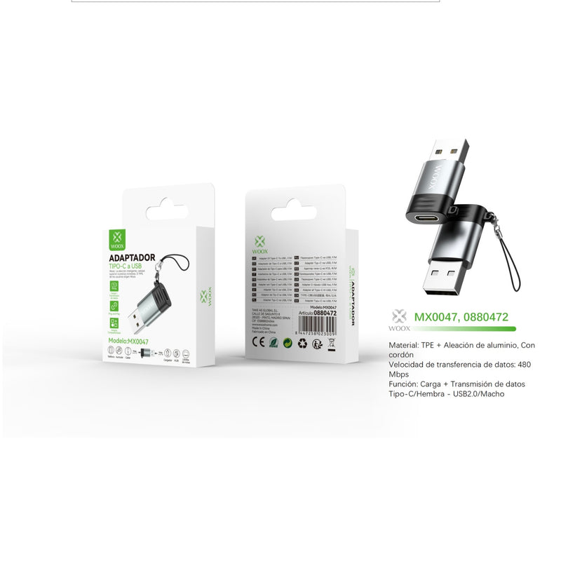 Type-C/F to USB 2.0/M Adapter - Black - MX0047