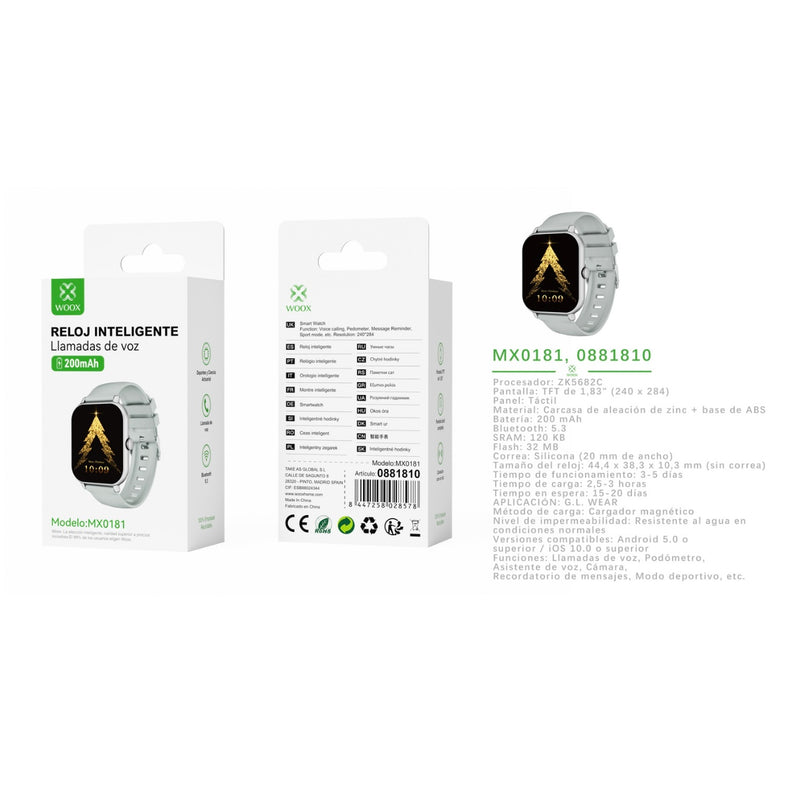 Bluetooth Smart Watch V5. 3 ZK5682C 180 mAh - Gray - MX0181 GR