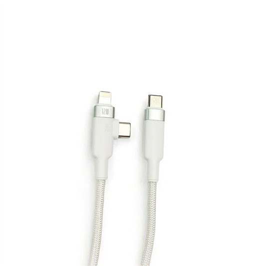 Cabo de dados trançado 2 em 1 | Tipo C para Tipo C + Tipo C para Lightning | Carregamento rápido de 60 W | 1 m